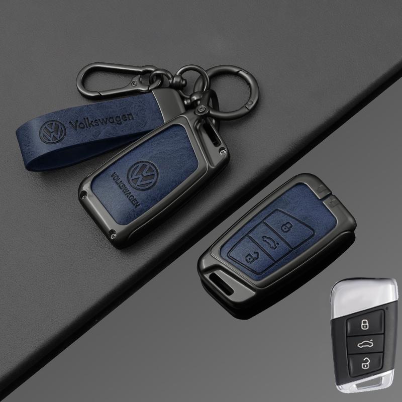 For VOLKSWAGEN VW VW Zinc Alloy Leather Car Key Case Cover For Volkswagen Tiguan MK2 Magotan Passat B8 CC Shell Fob key chain Ac