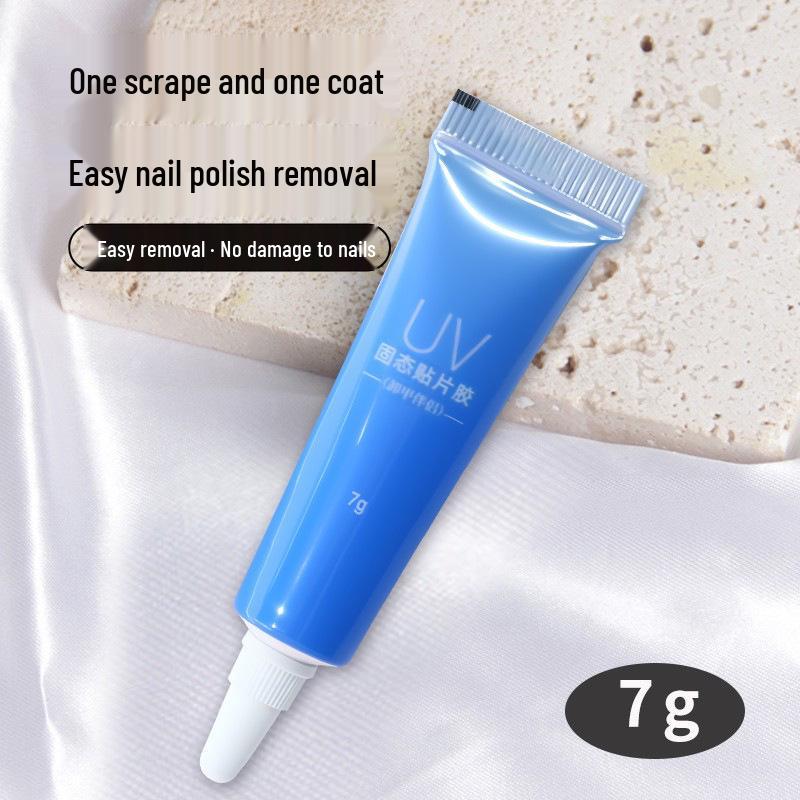 UV Solid Nail Gel Kit: Light-Cured and Strong Adhesive Glue with Nail Remover Spray for Nail Art