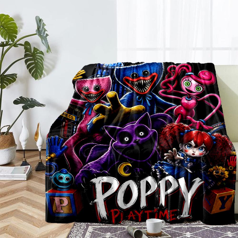 Huggy Wuggy Theme Printed Blanket - Perfect for Couch, Bed, Travel & Outdoor Use | Machine Washable, Cozy & Durable.
