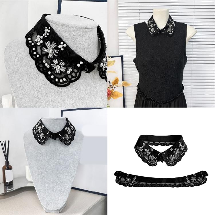 Eleganter Wiederverwendbarer Falscher Kragen Verziert mit Künstlichen Perlen Design Freundliches Polyester Business Meeting Kragen-Enhancer