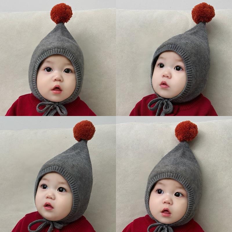 Cappellino da Neonato a Palla di Pelo Lavorato a Maglia Cartone Animato Pompon Protezione per le Orecchie del Neonato Cappellino Invernale Caldo per Bambini Ragazzi Ragazze Berretti