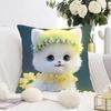 White Cat and Dog Pillowcase Dormitory Decoration Office Living Room Sofa Home Pillowcase