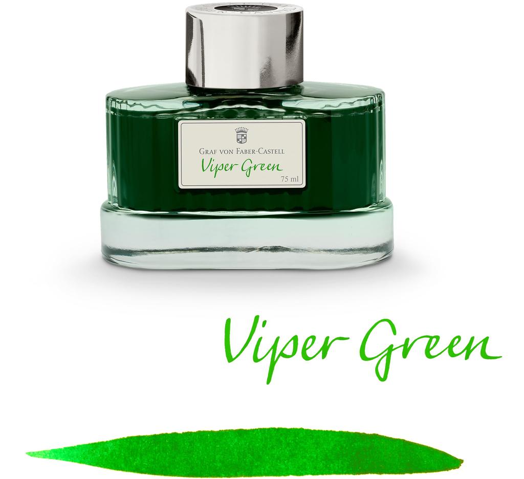 Graf Von Faber-Castell Guilloche Ink Bottle, Count Collection, Viper Green, 141017, 75ml, Officially Imported