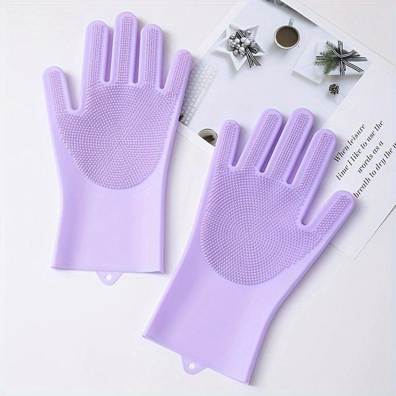 A Pair of Reusable Silicone Gloves Suitable for Home Kitchen Cleaning