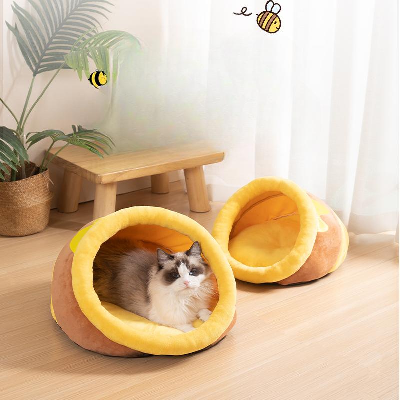 Open Honeypot Cat Nest  Universal Cat House for All Seasons Cat House  Dog House  Winter Warm Pet Supplies