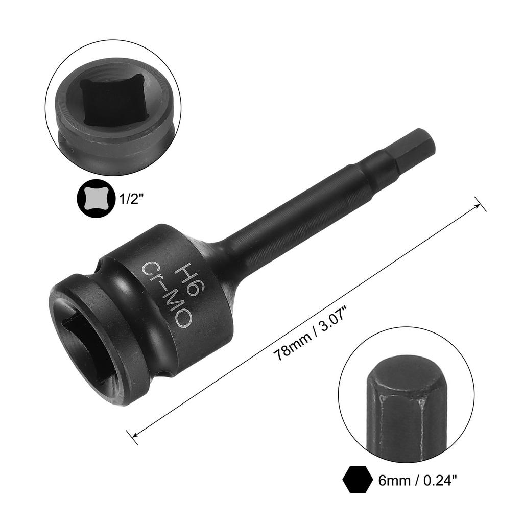 4/5/6/7/8/9mm Hex Impact Bit Socket H4-H9 CR-MO Steel Impact Drive Hex Bit Sockets Lengthen Hex Screwdriver Socket Adapter