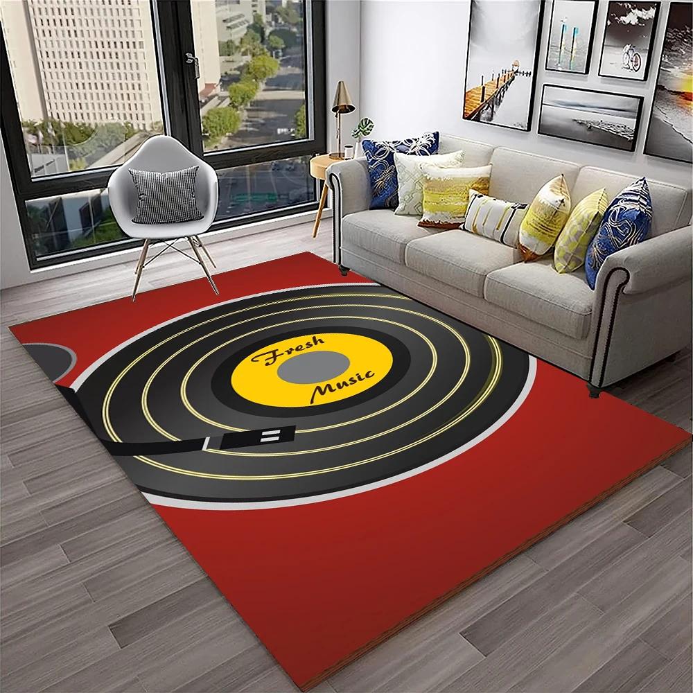 3D Retro Vinyl Record Music Art Carpet Rug for Home Living Room Bedroom Sofa Doormat Decor,Kid Play Area Rug Non-slip Floor Mat