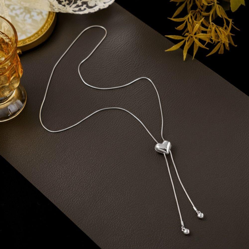 Gold Color Heart Chain Necklace Alloy Heart Pendant Necklace Bijoux Femme