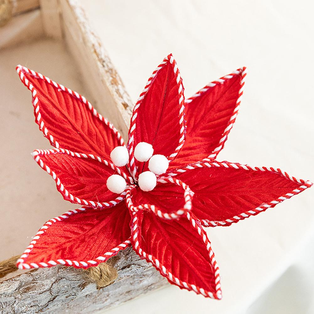 Four Plush Christmas Flowers for Tree and Custom Holiday Displays Made with Synthetic Flannel for Long Lasting Festive Decor