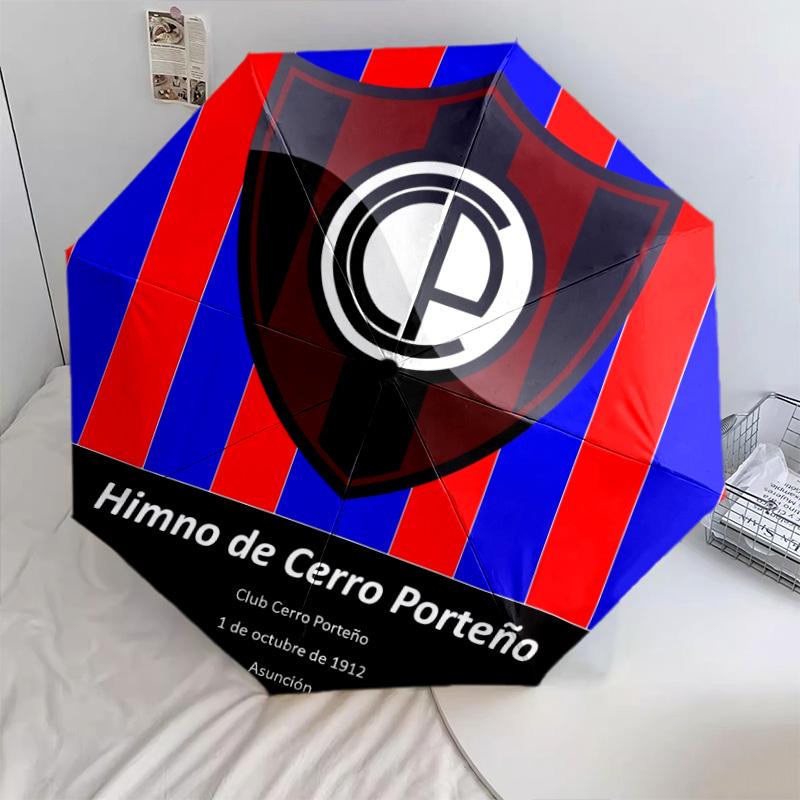 Club Olimpia Muster, automatischer Faltschirm, tragbares und faltbares Design, 8 Schirmstäbe, ein Weihnachts- oder Geburtstagsgeschenk.
