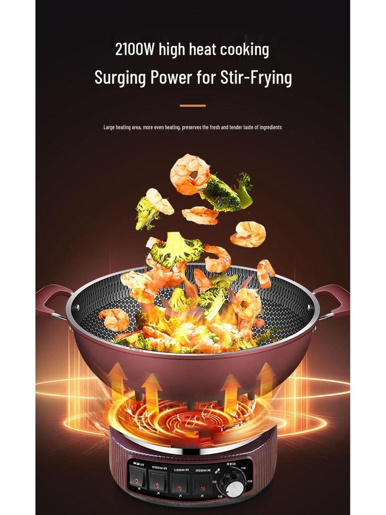 Honeycomb Non-Stick Multifunctional Electric Wok & Hot Pot - Stir-Fry, Steam, Stew, High Power, All-in-One Household Cooker.