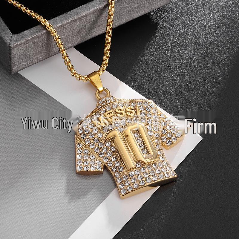 World Cup No. 7 Gold-Plated Jersey Pendant Necklace - European & American Style, Fashionable & Unique Design.