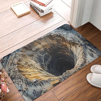 Realistic 3D Deep Trap Fun Front Floor Door Entrance Mats Indoor Kitchen Bathroom Doormat Toilet Carpet Rug
