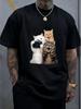 Unisex Three Cats Camera Selfie Print Tee Soft Cotton Loose Short Sleeve Pet Fan Daily Outdoor Street Male Summer Casual Daily Top