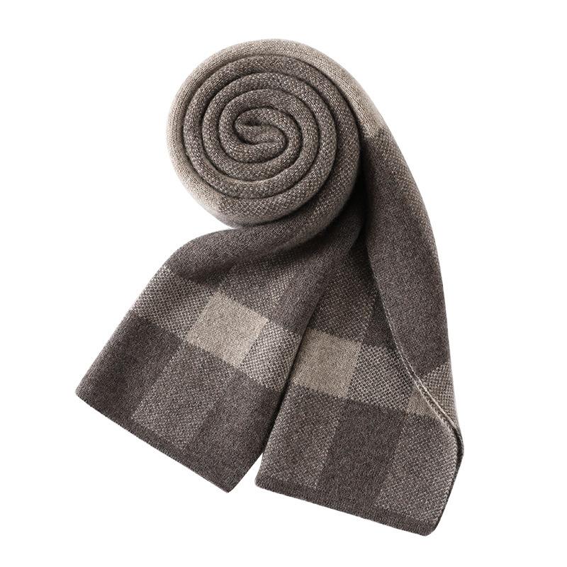 Cachecol de caxemira masculino para manter quente, cachecol de malha versátil para outono e inverno, caixa de presente de alta qualidade