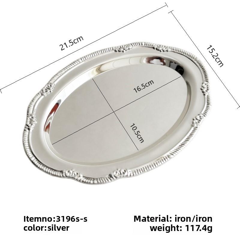 

Vintage Dining Table Decoration Embossed Silver Tray Serving Platter For Desserts Jewelry Storage Organizer Snack Plate