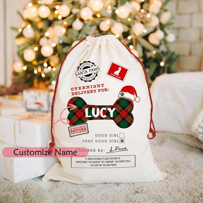 

Personalised Custom Santa Sack Pet Dog Puppy Boy Girl Xmas Stocking Merry Christmas 2025 New Year Decoration Gift Present Bag 30x40cm