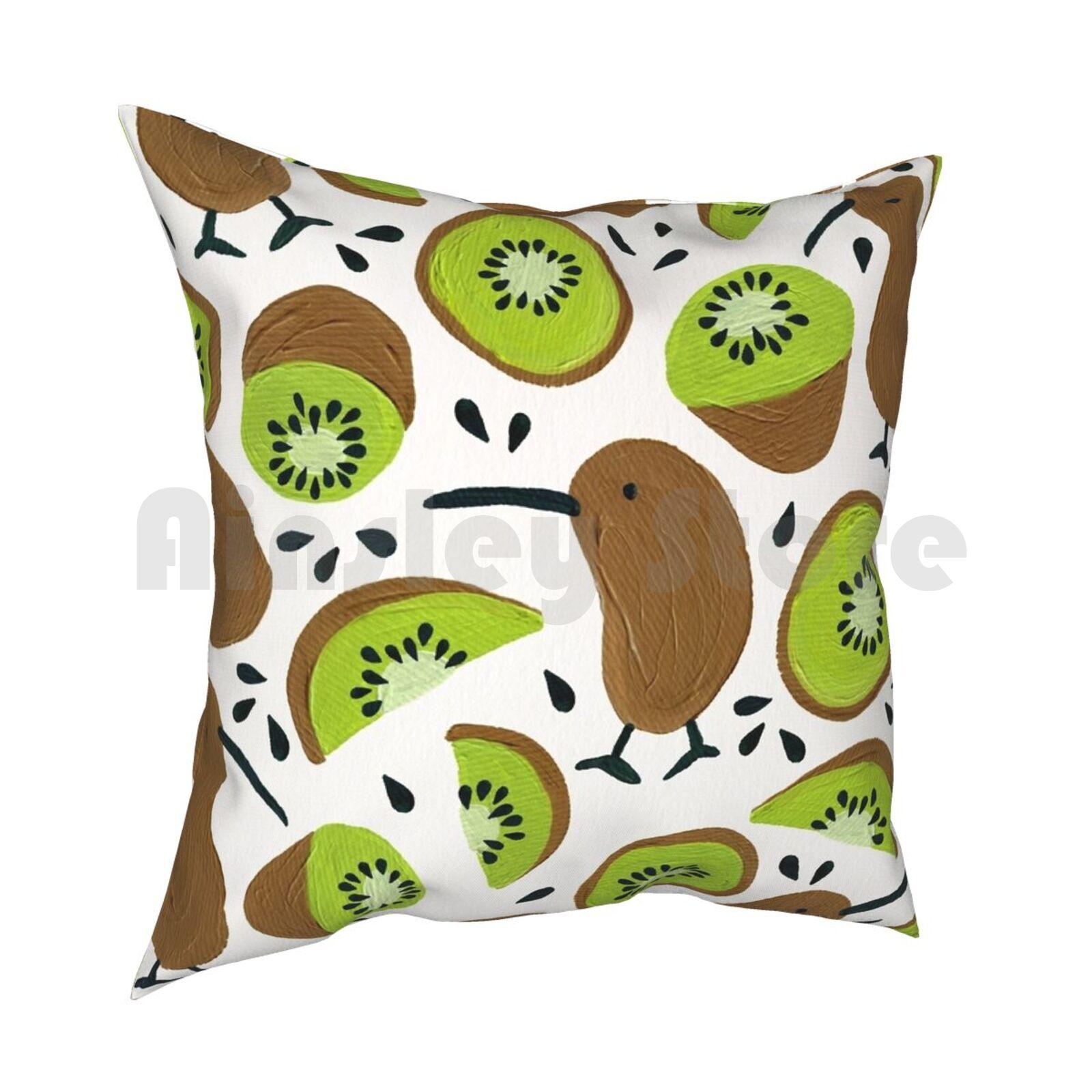 Kiwis  Kiwis Pillow Case Printed Home Soft DIY Pillow Cover Kiwi Kiwi Bird Fruit New Zealand Pattern Green Acrylic Catcoq 30x30cm 12x12in