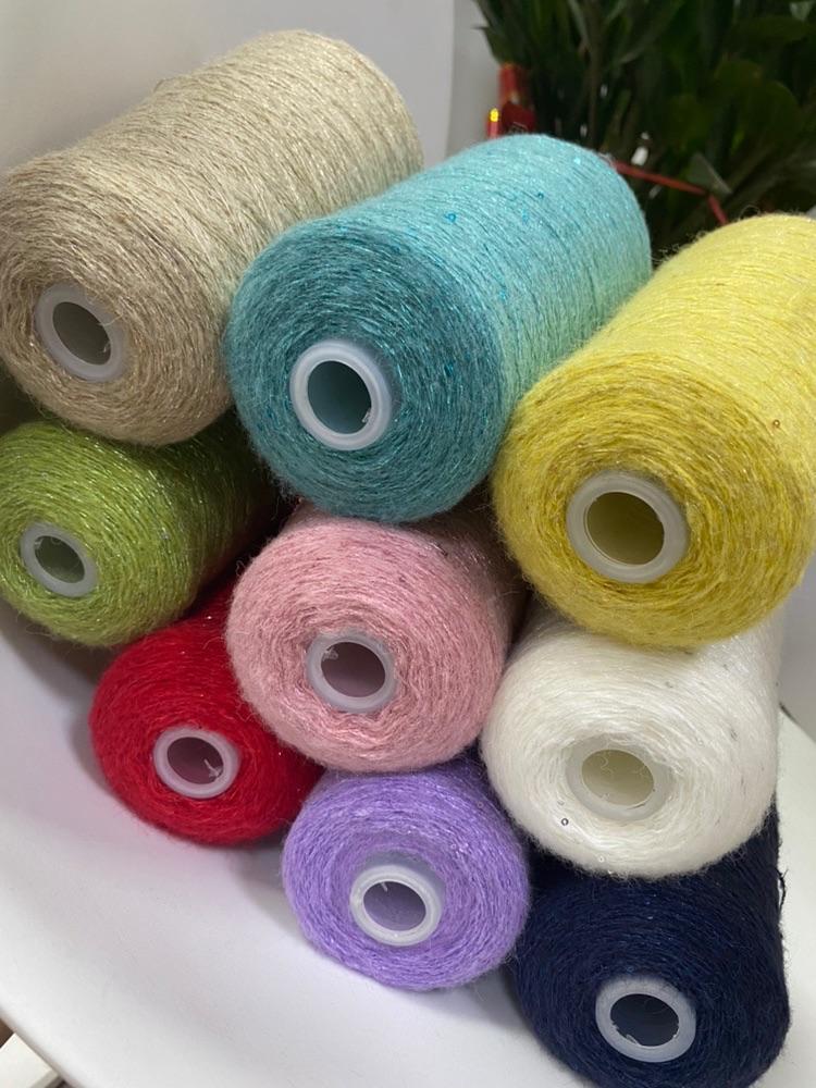 250g Bright Wire Mohair Yarn with Sequins for Crochet Knitting Clothing DIY Dolls Sweater Soft Thin Wool Thread Comfortable Blue