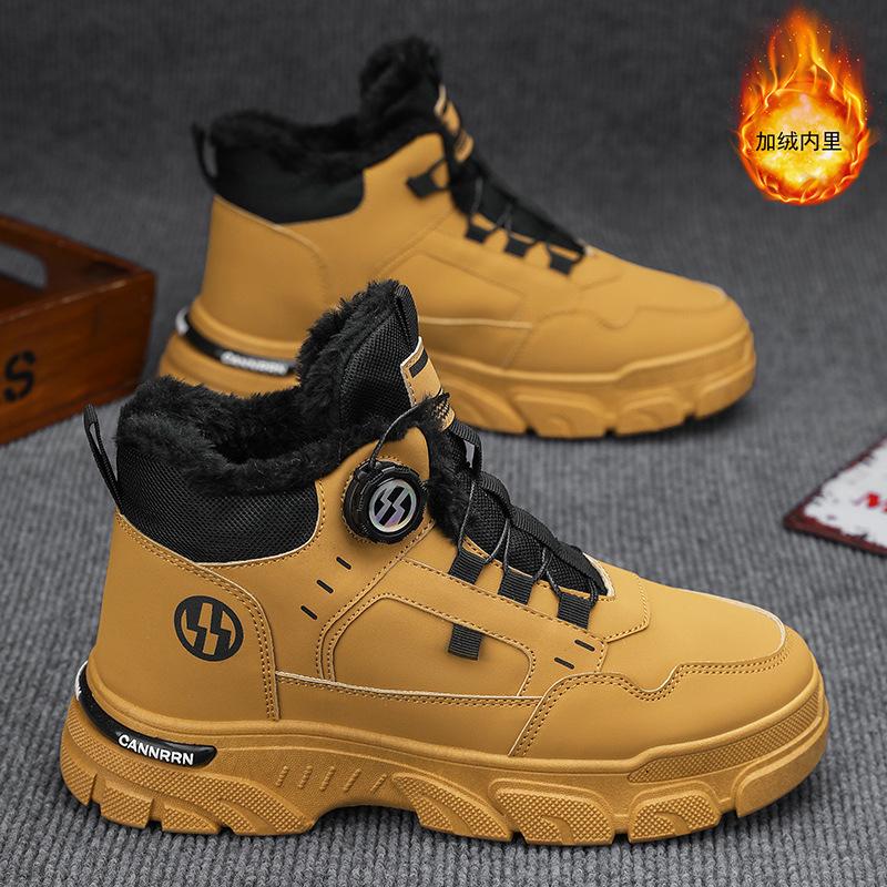 

Winter velvet high-top Martin boots men s trend versatile tooling shoes men s thick-soled thickened thermal cotton shoes short boots 39