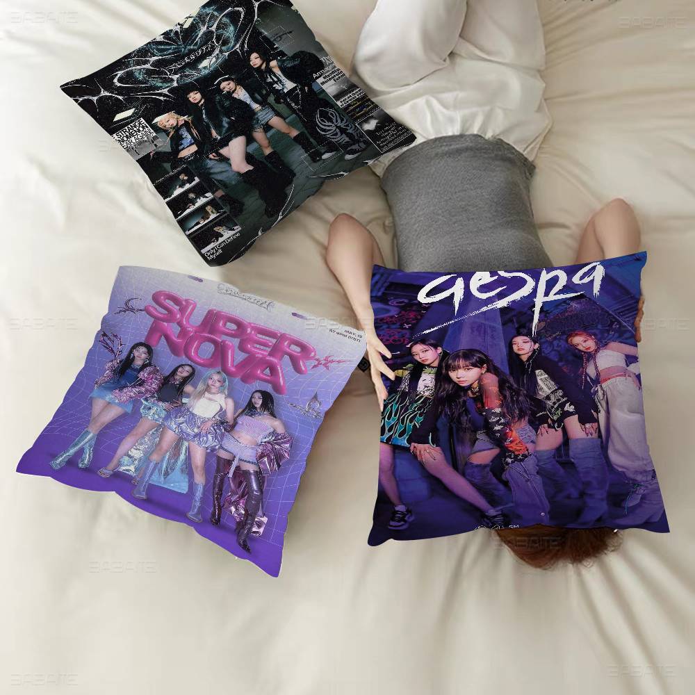Kpop A-Aespa Pillow Cover Sofa Cushion Cover Home Room Decoration Children Gift
