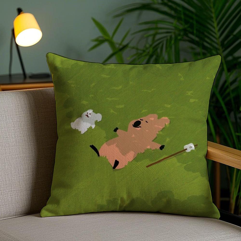 Cartoon D-Dinotaengs Cute Cushion Cover Soft Short Plush Double-Sided Printing Home Decor Machine Washable Pillow Case Gift
