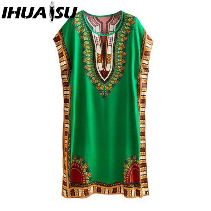 

IHUASU Летнее платье Геометрический принт Пуловер Один размер Шикарное женское платье миди для дома one size зелёный