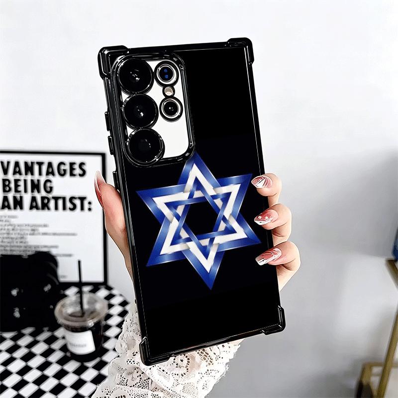 David Jewish Star Symbol Plating Phone Case For Samsung Galaxy S24 S25 FE S26 Edge S23 Ultra S22 S21 Plus S20 Anti-Fall Airabag