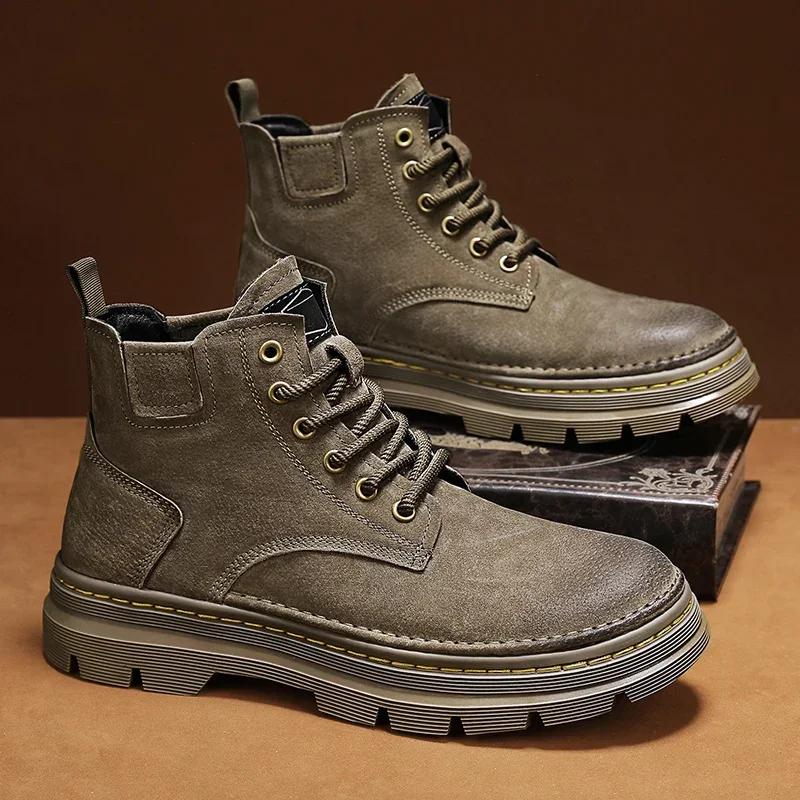 Fashion Ankle Boots For Men 2024 Autumn Man Casual Sneakers Non Slip Mens Work Short Boots Wear-Resistant Fashion Ankle Snow Boots