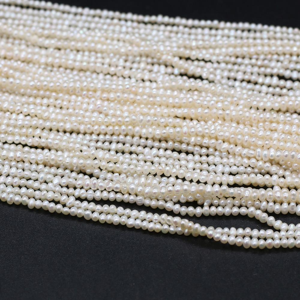 1String, White Natural Potato Shape Pearls Beads, 2-2.5mm, for DIY Necklaces Bracelets Accessories, Jewelry Making, Birthday, Wedding, Party Gift 36cm