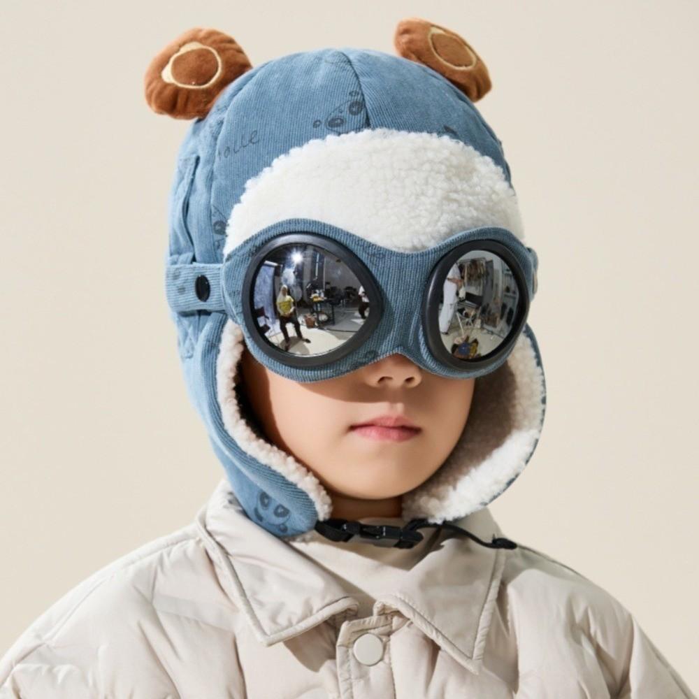 Cold Proof Children Pilot Hat Cute Cartoon Warm Hat Fashion Ear Protection Cap  Winter