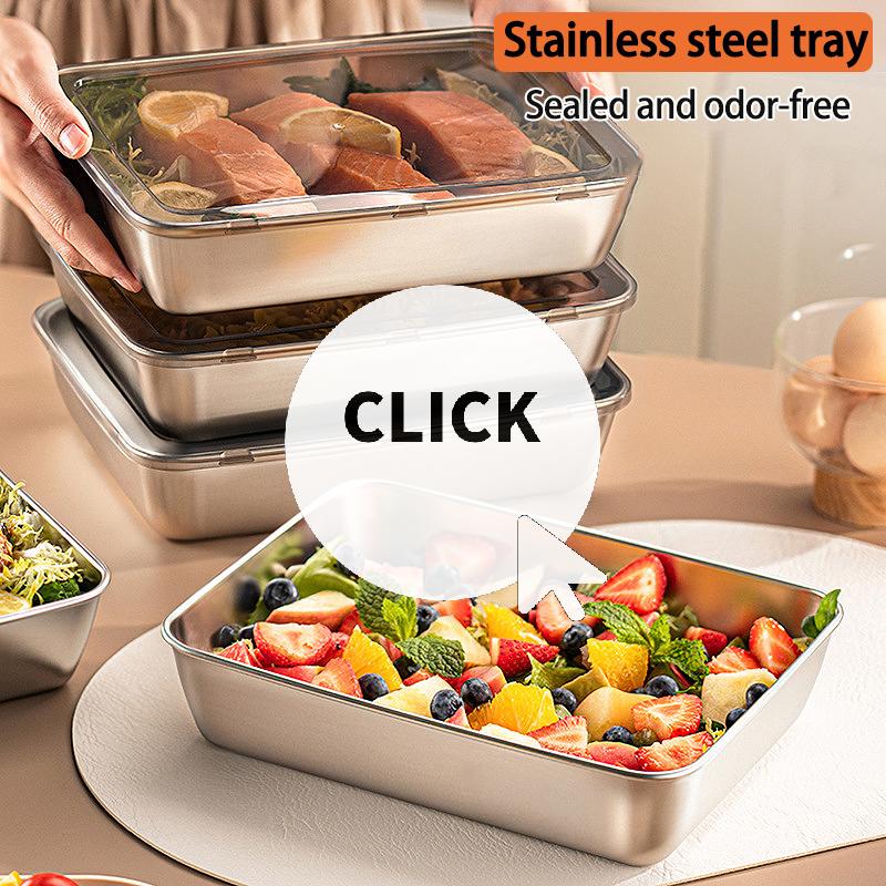 3pcs Stainless Steel Food Containers Leakproof Stackable With Clear Lids For Camping Home & Meal Prep