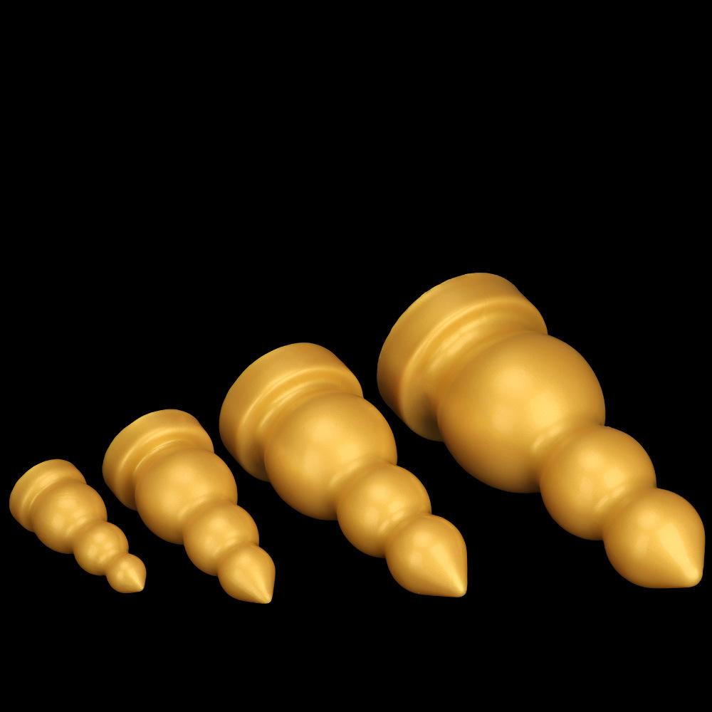 Gros Plug Anal Fileté en Silicone Doré Dildo Réaliste Jouet Sexuel pour Adultes pour Couples Fisting