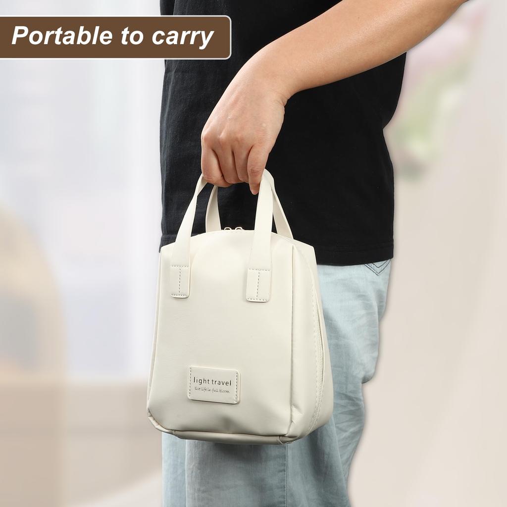 VOCOSTE Makeup Large Light Brown Pouch, Multifunctional, Capacity, Travel/Business Trip, Handheld, 19x9x16.5cm,