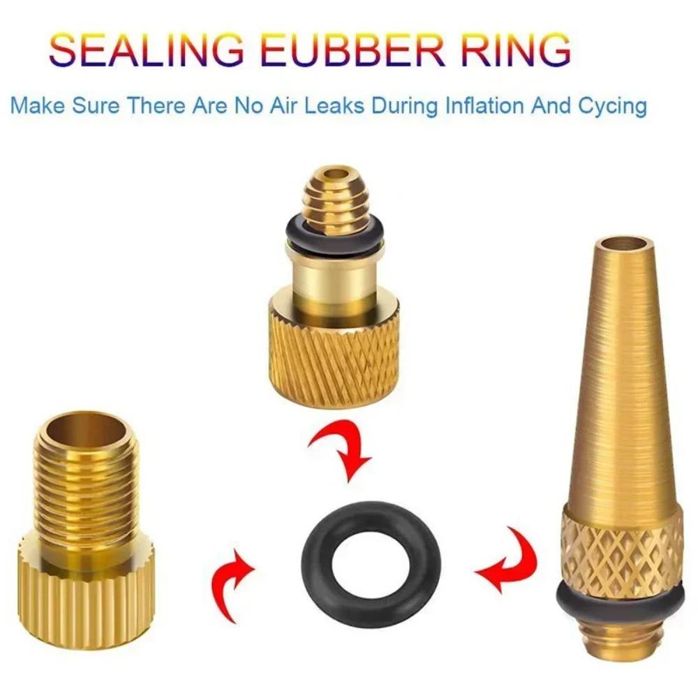 21 Pcs Copper Bicycle Valve Adapter Set SV/AV/DV Pump Adapters Air Hose Adapter for Road Bike Inflator Pump Accessory Kit