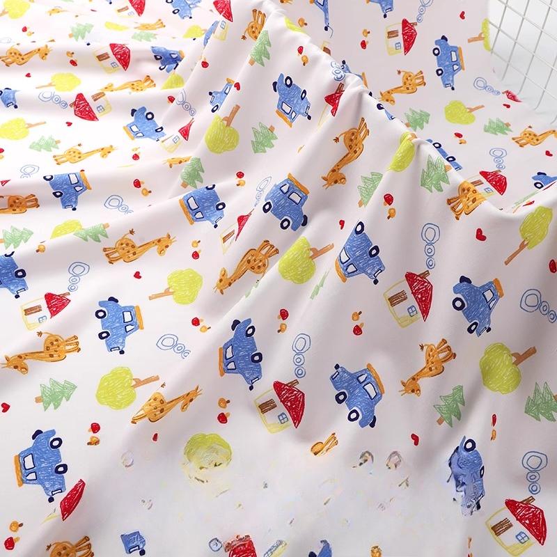 Wide 143cm Summer Cotton Fabric for DIY Sewing Children's Pajamas Clothes Cheongsam Super Soft Floral Cartoon Fabric