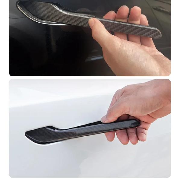 For Tesla Model Y LAUNCH/Juniper/3/3+ Highland 2025 Door Handle Sticker Trim Cover 100% Real Carbon Fiber Decoration