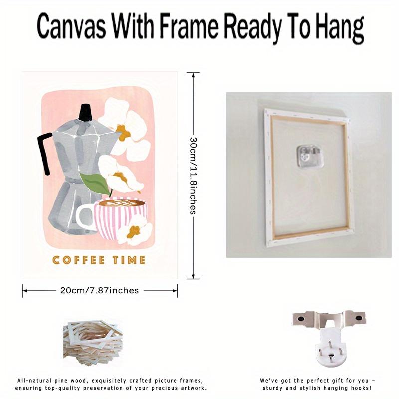 Framed Flower Wall Art Coffee Multi Scene Display Canvas Poster Decorative Art Mural Poster - Ideal Gift for Bedroom