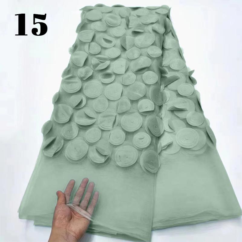 1 Yards 3D Embroidery Fabric Circular Mesh Fabric Perspective African Lace Designer Fabric DIY Patchwork Garment Evening Dress 1Yard