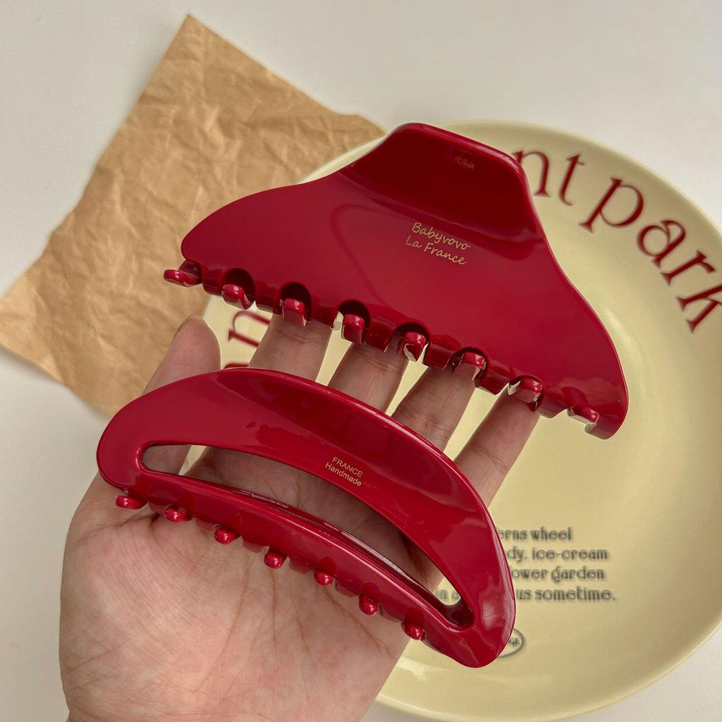 Korean Women Large Red Bright Color Acetate Hair Claws Barrettes Hairpins Ponytail Hair Clips Girls Hair Accessories Shark Clip