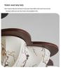Chinese Song Dynasty Chandelier: Retro Fabric & Walnut Wood Zen Ceiling Light