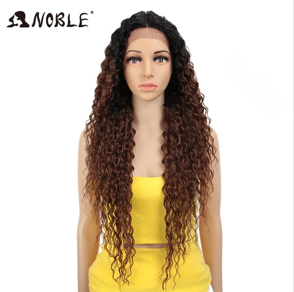 Noble Synthetic Lace Wigs For Black Women Middle Part Long 30" Ombre Blonde Wig With Dark Roots Wavy Heat Resistant Lace Wig