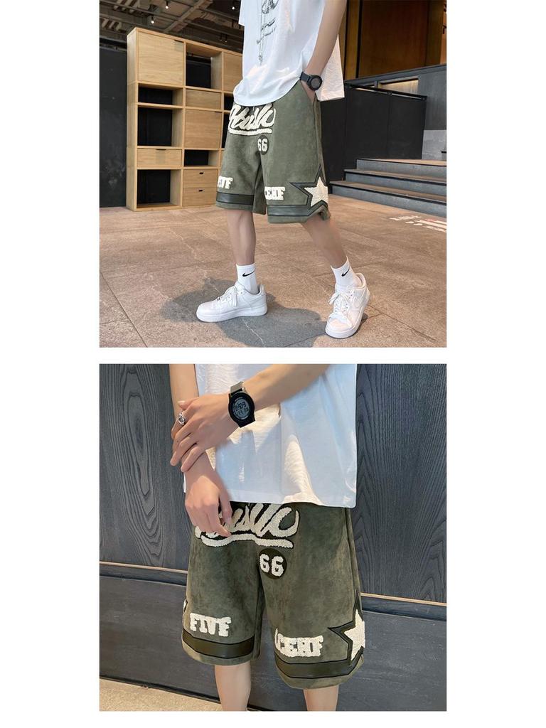 Men's Trendy Embroidered Summer Shorts - Hip-Hop, Retro, Japanese, & Hong Kong Styles