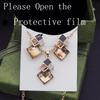 Elegant Fashion Minimalist Square Diamond Inlaid Necklace Earrings Set for Women Collarbone Chain Accessories Creative Gifts