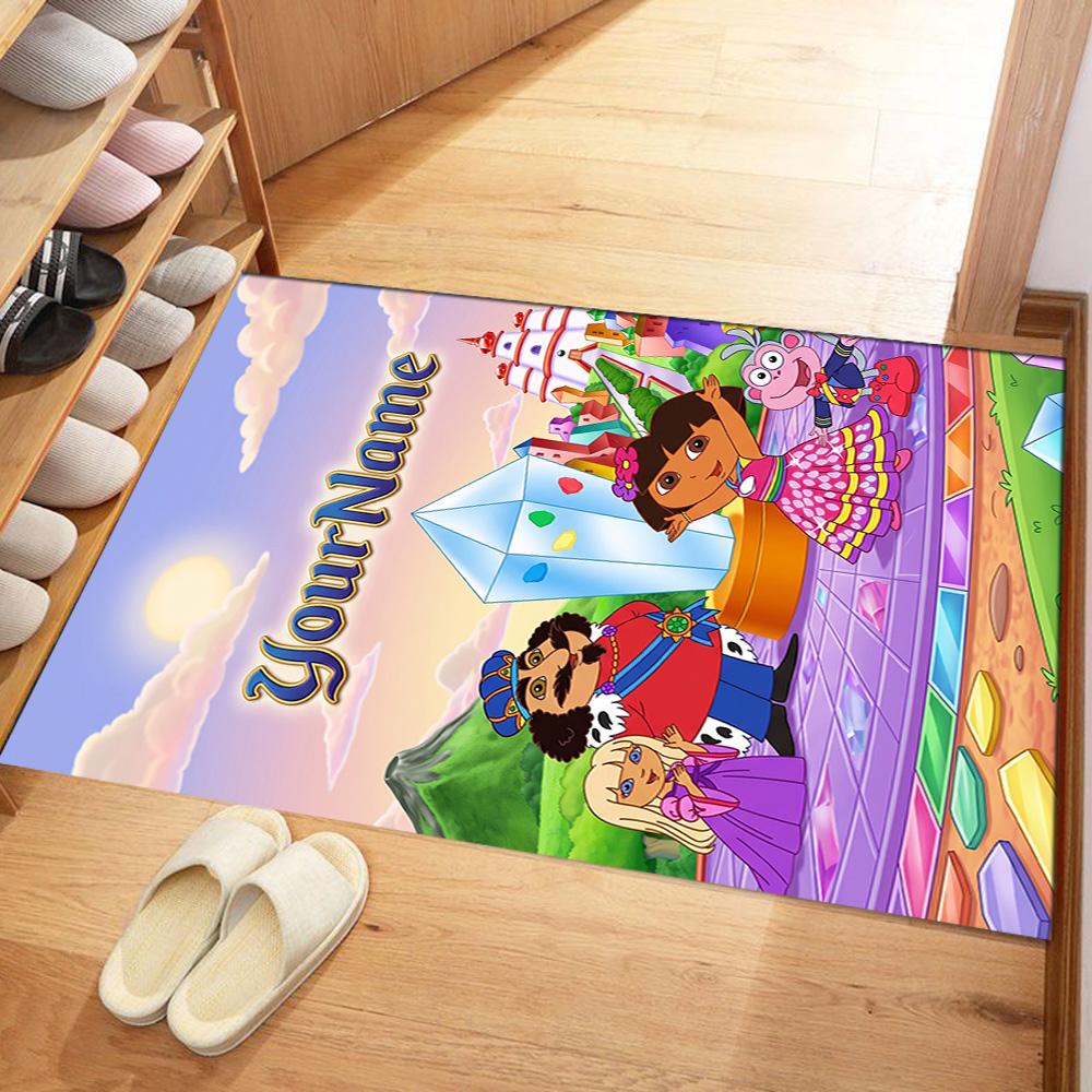 Dora Explorer Customizable Name Area Rug Design for Playrooms Balcony Bedrooms Hallway Antislip Carpet Office home decor Best for Christmas