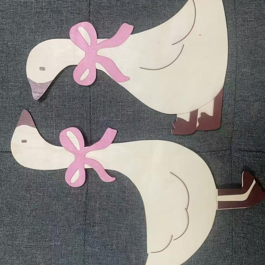 Carved Wooden Goose Figurine