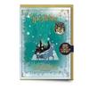 Harry Potter Hogwarts In The Snow Christmas Card with Hogwarts In the Snow Pin Badge (Pack of 6)