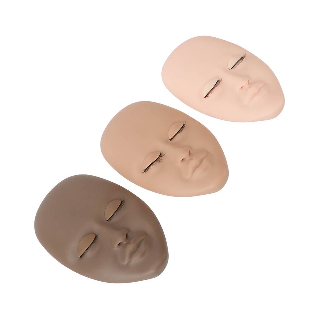 3PCS Eyelash Mannequin Head Removable Replaced Eyelids Eyelash Practice Head Model for Beauty
