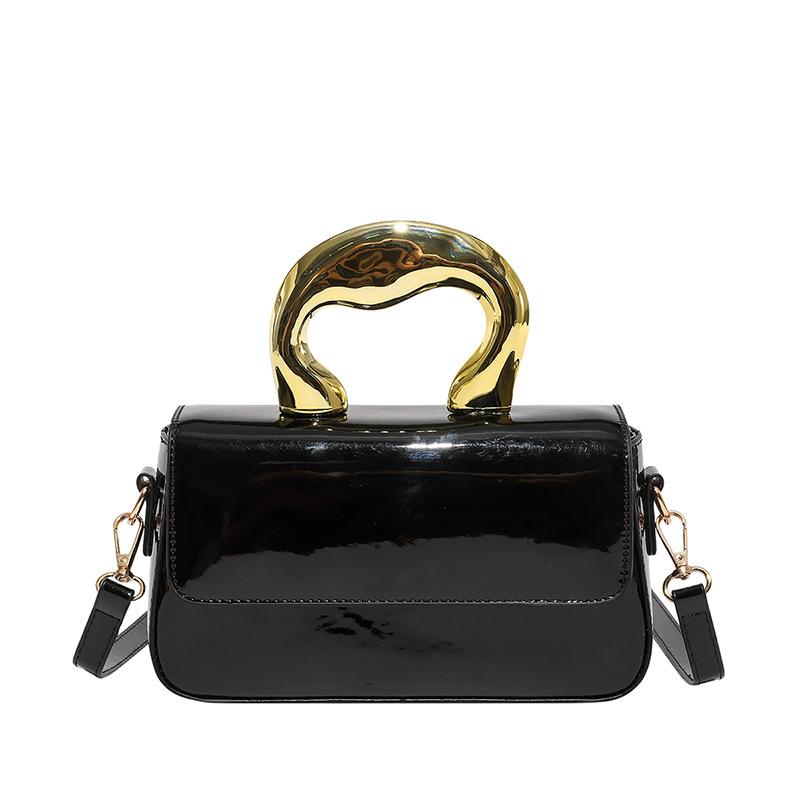 

European Style Texture Hand-held Small Square Bag Personality Handle Women s Bag Trendy Cool Commuting Single Shoulder Bag чёрный