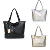 PU Leather Large Capacity Shoulder Bag Metallic Alligator Top Handle Handbag